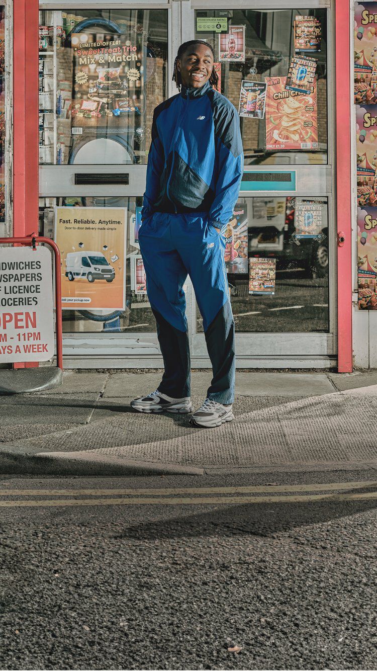 Split image of both Eze standing with his pockets and a close up shot of the ABZORB 2000s. 
