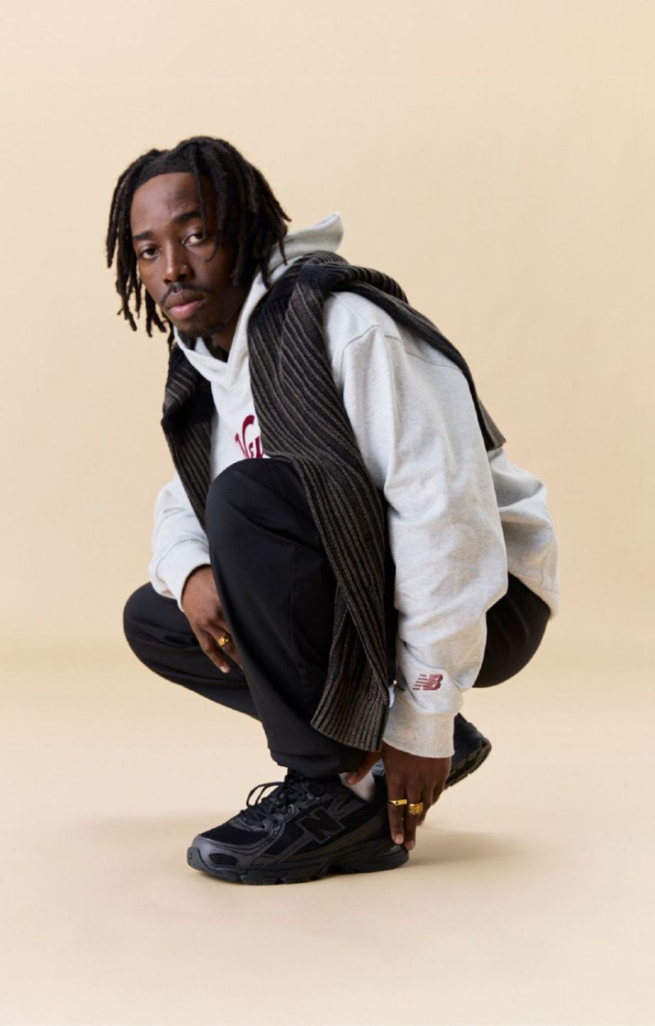 Model squatting in New Balance 740s