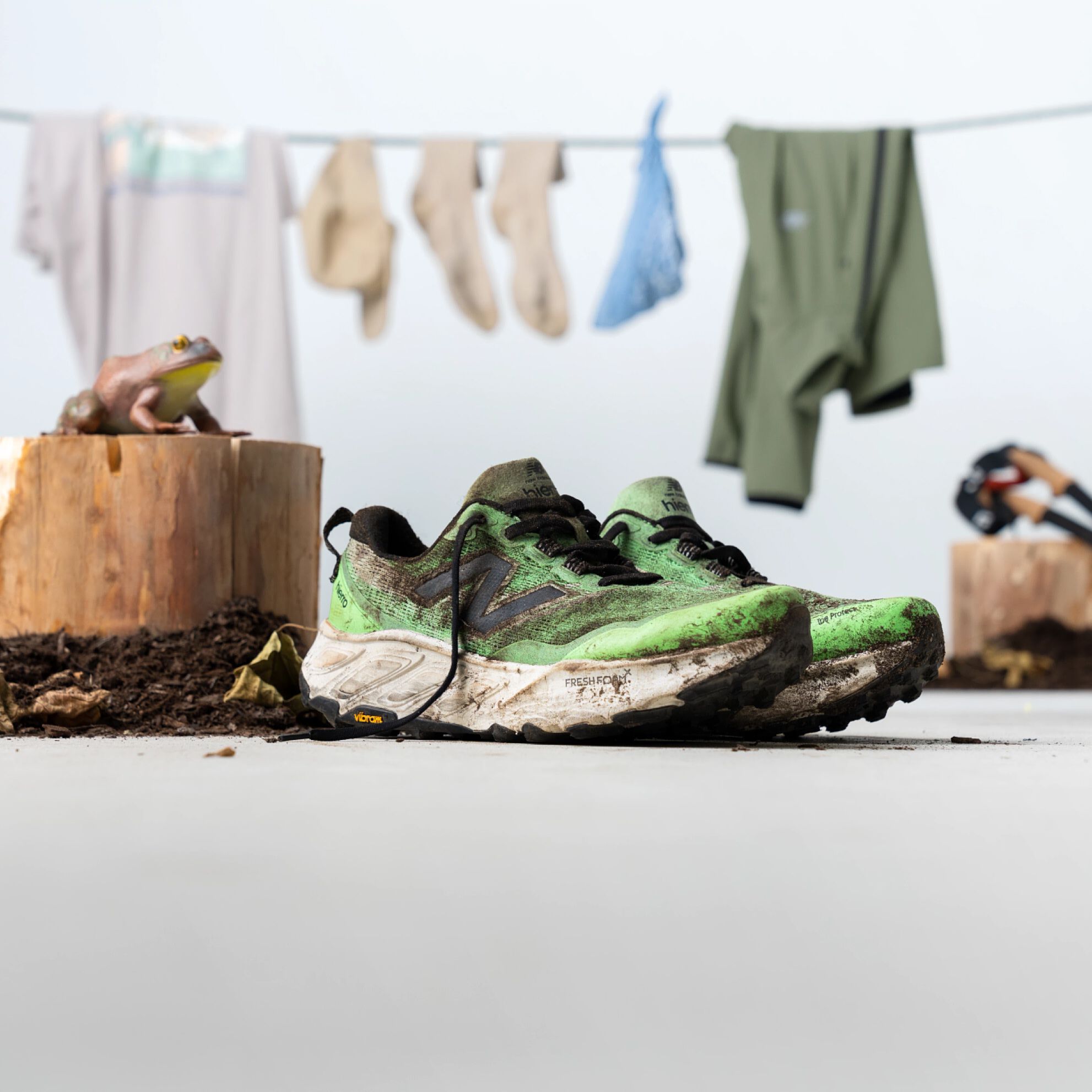 A pair of New Balance Fresh Foam X Hierro v9 in a studio background.