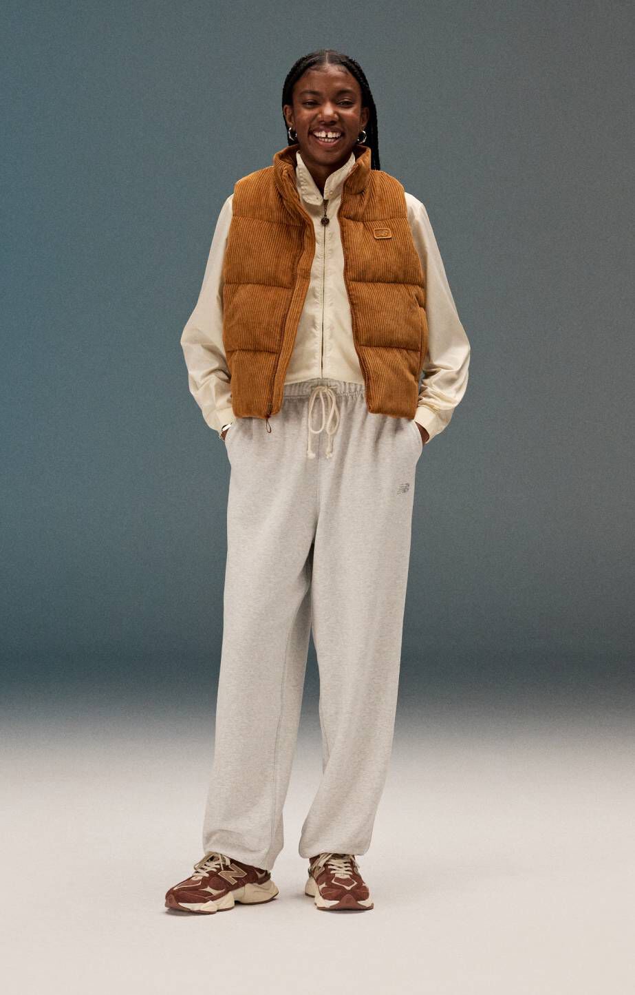 Person wearing new balance 9060 sneakers
